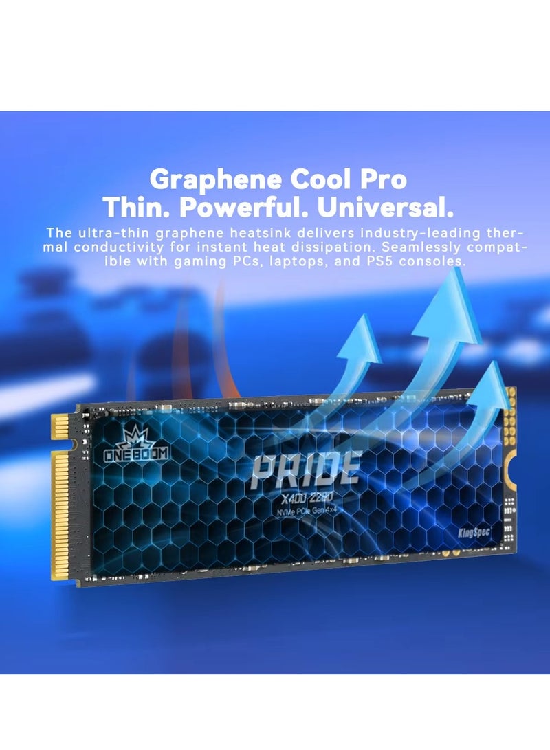 كينجس بيك محرك أقراص KingSpec ONEBOOM PRIDE SSD بسعة 2 تيرابايت بتقنية PCIe 4.0 NVMe - الجيل الرابع x4 M.2 2280، محرك ألعاب داخلي، سرعة قصوى 7400 ميجابايت/ثانية، ضمان لمدة 2 سنوات - Image 5